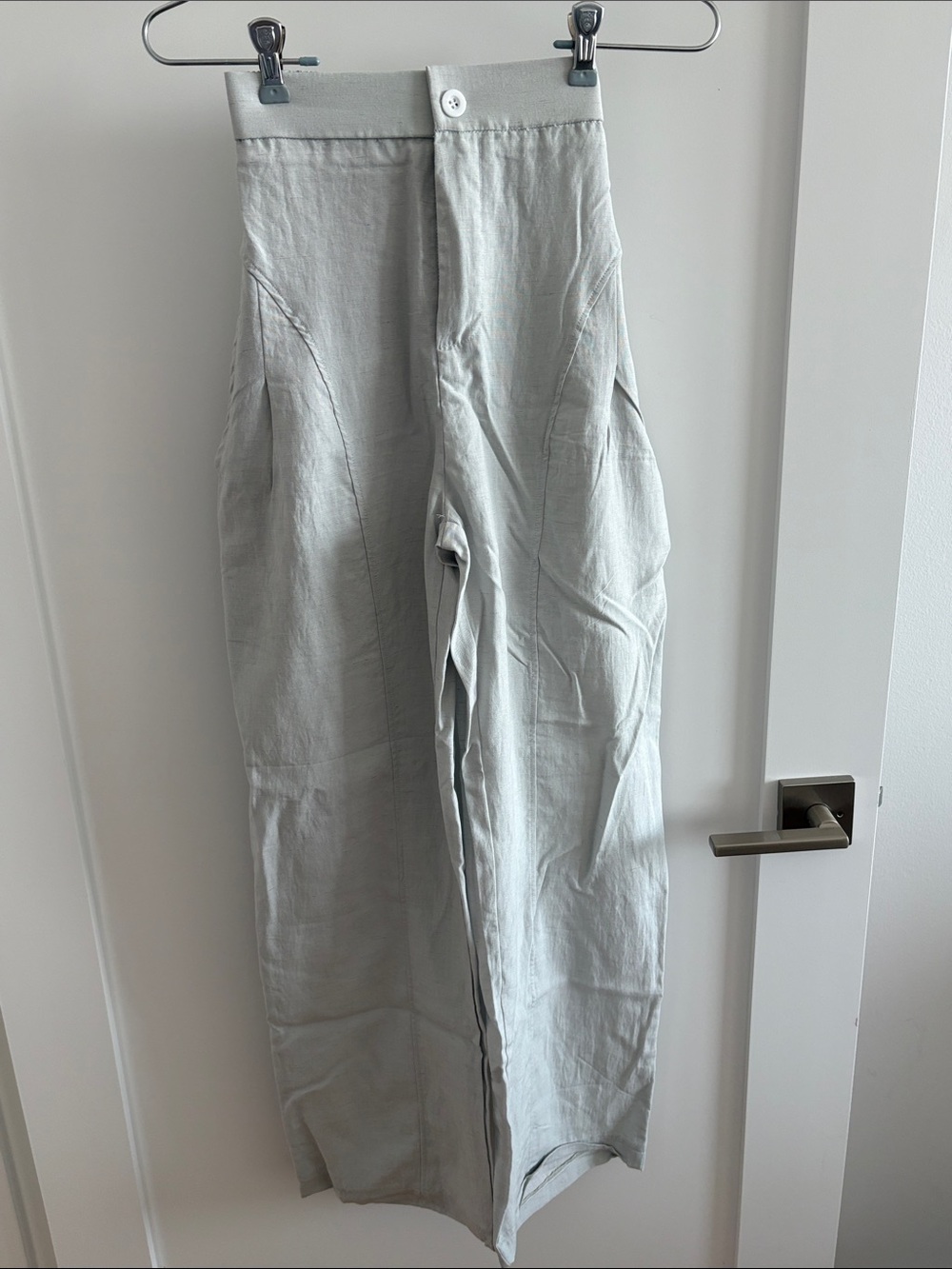 Light Gray Women’s Linen Wide-Leg Pants